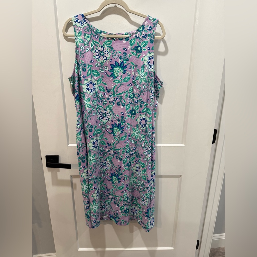 Talbots Floral knee length Dress - Lavender and Teal size 1 XL